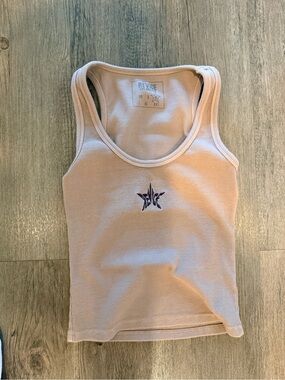 REVICE Beige Ribbed Tank with Small Star Logo